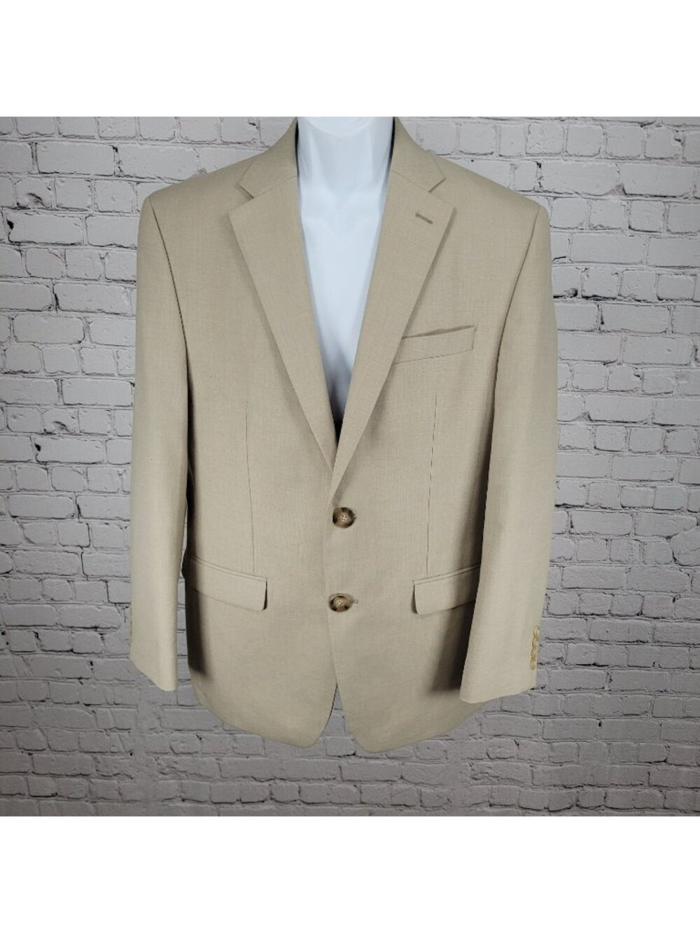 Chaps Ralph Lauren Beige 2 Button Single Vent Notch Blazer Suit Jacket Size 40R